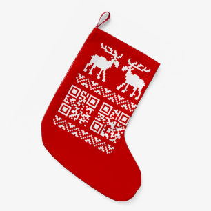 Ugly Christmas Sweater QR Code Happy New Year ! Small Christmas Stocking