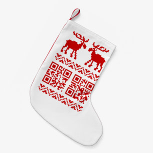 Ugly Christmas Sweater QR Code Happy New Year ! Small Christmas Stocking