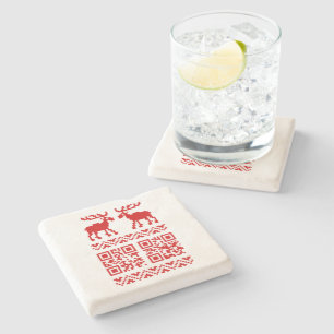 Ugly Christmas Sweater QR Code Happy New Year ! Stone Coaster