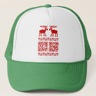 Ugly Christmas Sweater QR Code Happy New Year ! Trucker Hat