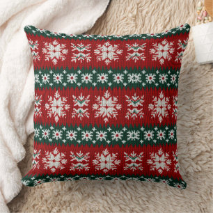 Ugly Christmas Sweater Red And Green Cushion