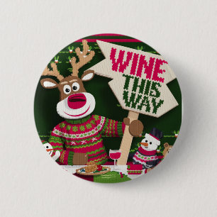 Ugly Christmas Sweater Reindeer and friends 6 Cm Round Badge