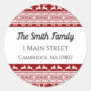 Ugly Christmas Sweater Reindeer Return Address Classic Round Sticker