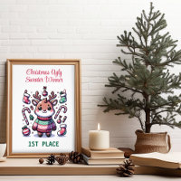Ugly Christmas Sweater Reindeer Winner 1st Place