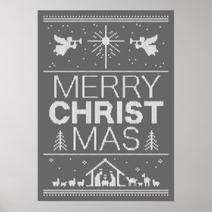 Ugly Christmas Sweater Religious Christian Christ Poster