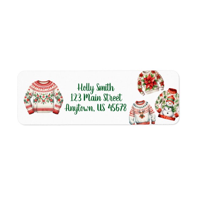 Ugly Christmas Sweater Return Address Label (Front)
