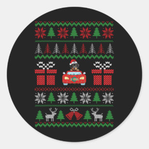 Ugly Christmas Sweater Rottweiler Xmas With Santa Classic Round Sticker