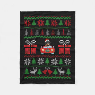Ugly Christmas Sweater Rottweiler Xmas With Santa Fleece Blanket