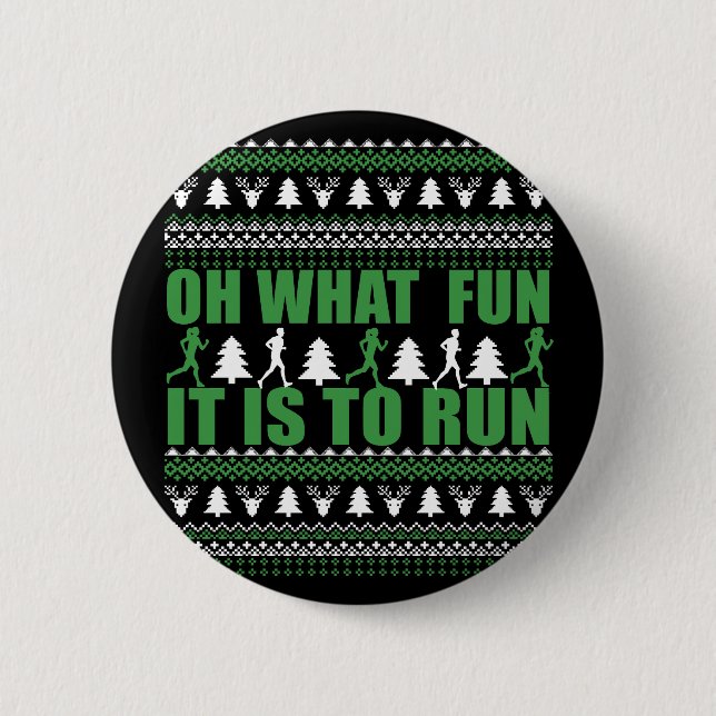 ugly christmas sweater running run 6 cm round badge (Front)