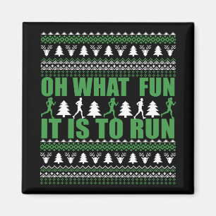 ugly christmas sweater running run magnet