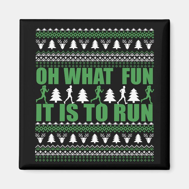 ugly christmas sweater running run magnet (Front)