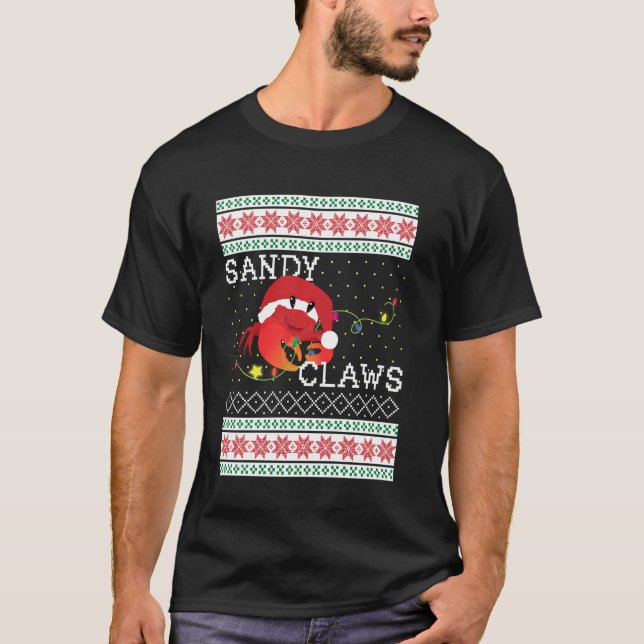 Ugly Christmas Sweater Sandy Claws Crab Lovers Fun (Front)