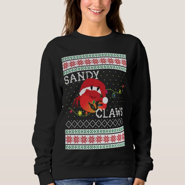 Ugly Christmas Sweater Sandy Claws Crab Lovers Fun (Front)