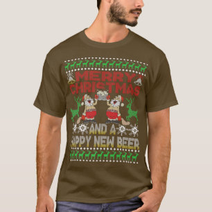 Ugly Christmas Sweater Santa Drinking Beer Xmas Pa