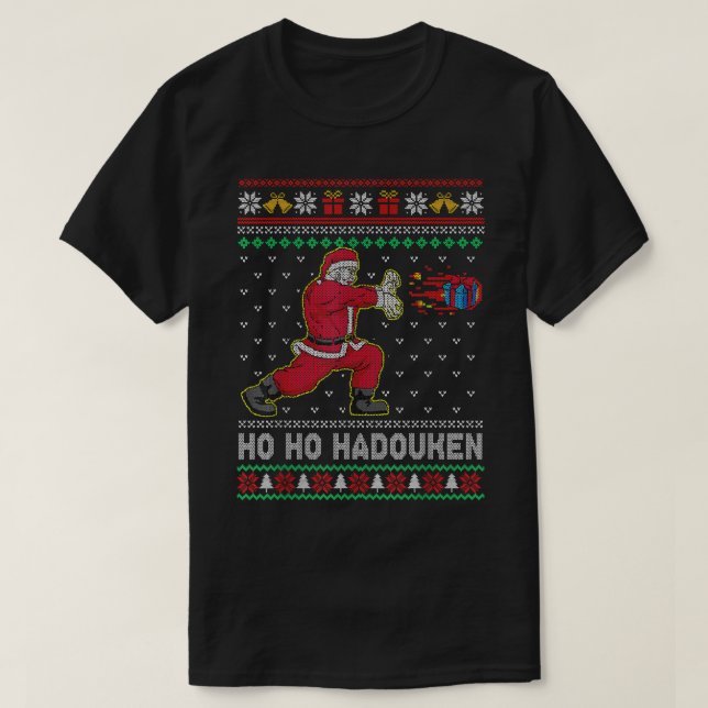 Ugly Christmas sweater Santa Ho Ho Hodouken Retro  (Design Front)