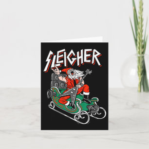 Ugly Christmas Sweater Sleigher Heavy Metal Santa Card
