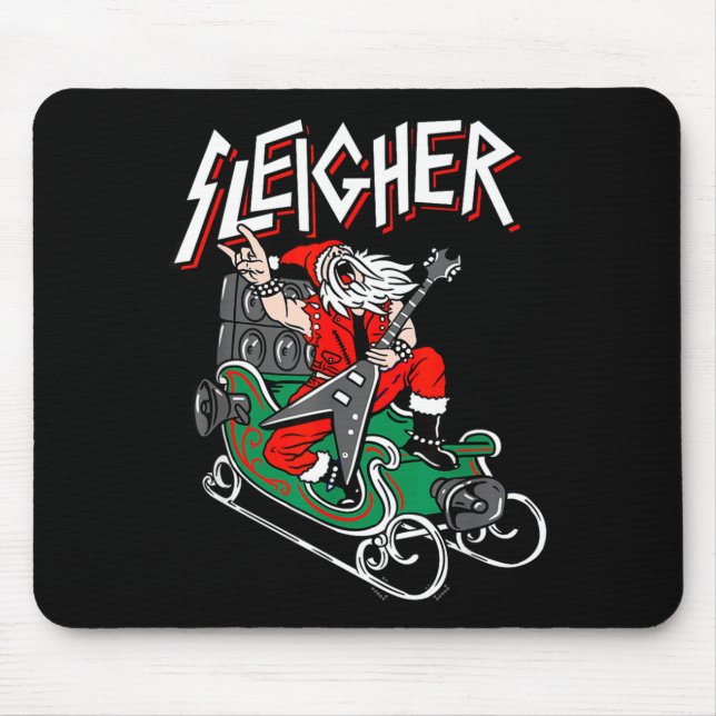 Ugly Christmas Sweater Sleigher Heavy Metal Santa  Mouse Mat (Front)