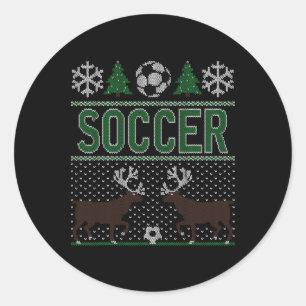 Ugly Christmas Sweater Soccer Classic Round Sticker