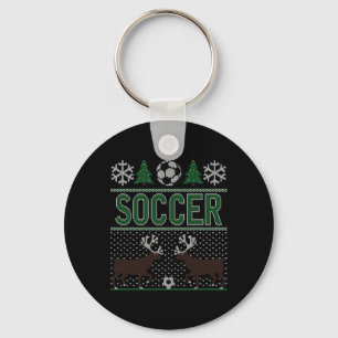 Ugly Christmas Sweater Soccer  Key Ring