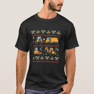 Ugly Christmas Sweater Style Excavator Bulldoze 