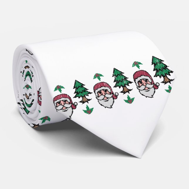 Ugly Christmas Sweater-Style Santa Thunder_Cove Tie (Rolled)