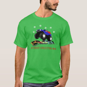 Ugly Christmas Sweater T-shirt-Monster Truck Santa