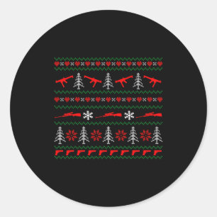 Ugly Christmas Sweater Tactical Merry Christmas Classic Round Sticker