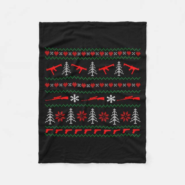 Ugly Christmas Sweater Tactical Merry Christmas  Fleece Blanket (Front)
