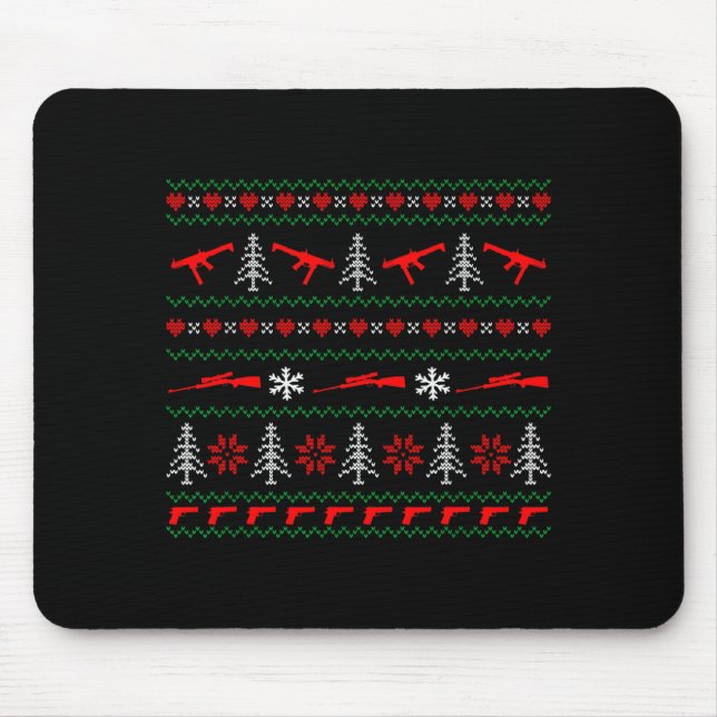 Ugly Christmas Sweater Tactical Merry Christmas  Mouse Mat (Front)