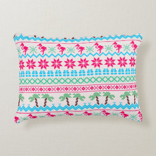 Ugly Christmas Sweater Tropical Flamingo Decorative Cushion