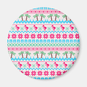 Ugly Christmas Sweater Tropical Flamingo Magnet