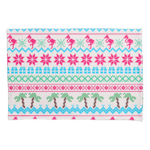 Ugly Christmas Sweater Tropical Flamingo Pillowcase