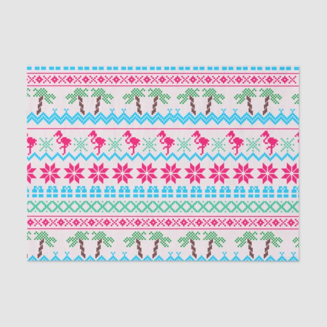 Ugly Christmas Sweater Tropical Flamingo Tissue Paper (Front)