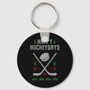 Ugly Christmas Sweater Ugly Sweater Ice Hockey Key Ring