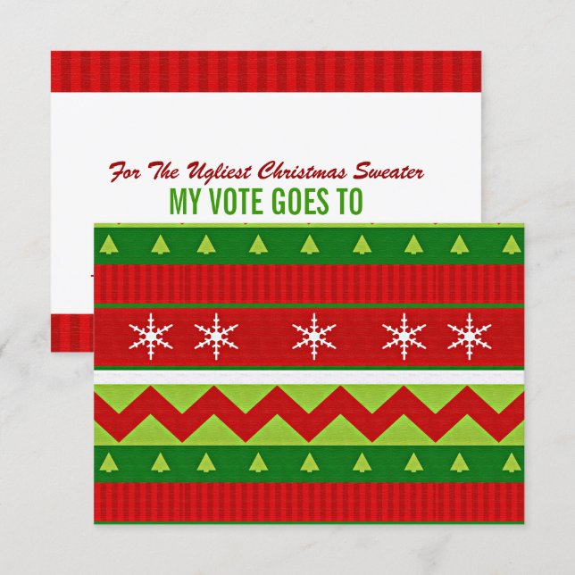 Ugly Christmas Sweater Voting Ballot Card (Front/Back)