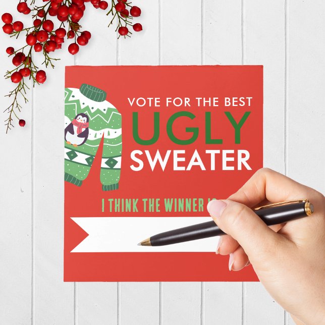 Ugly Christmas Sweater Voting Notepad Pack of 40 (Red, White and Green Ugly Sweater Holiday Contest Voting Notepad Pack of 40)