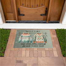 Ugly Christmas Sweater Welcome Door Mat