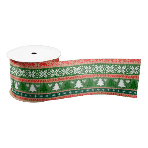 Ugly Christmas Sweater Wrapping Paper Satin Ribbon
