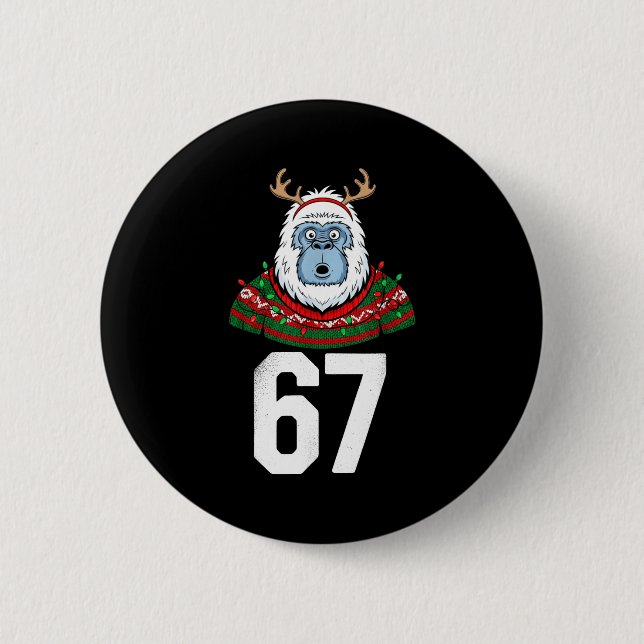 Ugly Christmas Sweater Yeti Gorilla Reindeer 67  6 Cm Round Badge (Front)