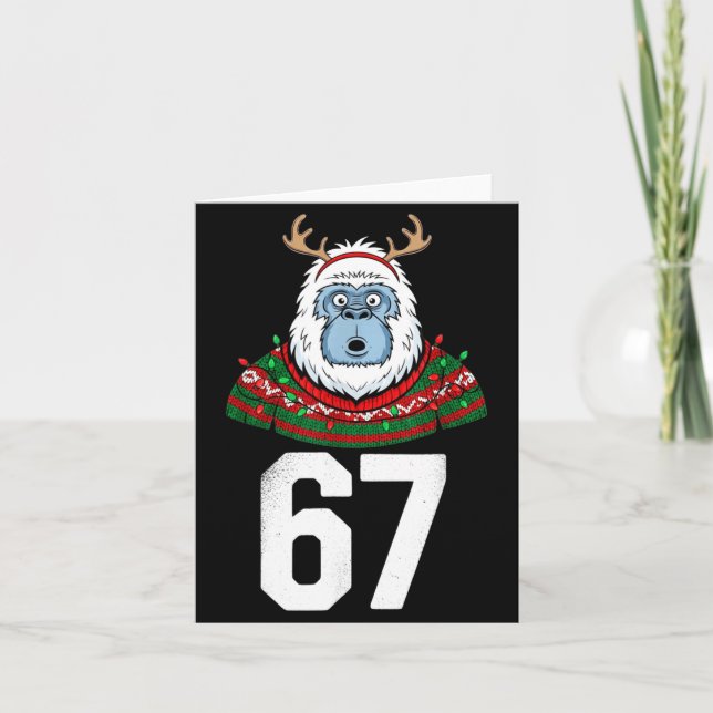 Ugly Christmas Sweater Yeti Gorilla Reindeer 67  Card (Front)