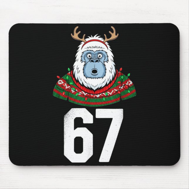 Ugly Christmas Sweater Yeti Gorilla Reindeer 67  Mouse Mat (Front)