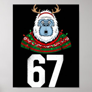 Ugly Christmas Sweater Yeti Gorilla Reindeer 67  Poster