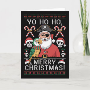 Ugly Christmas Sweater Yo Ho Ho Fun Merry Xmas San Card