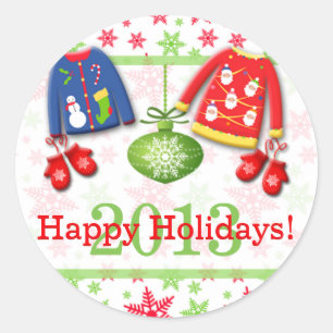 Ugly Christmas Sweaters Happy Holidays Sticker 3
