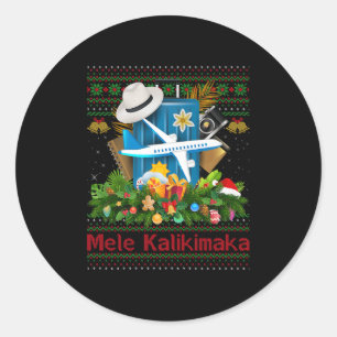Ugly Christmas Sweaters Hawaiian Vacation Mele Kal Classic Round Sticker