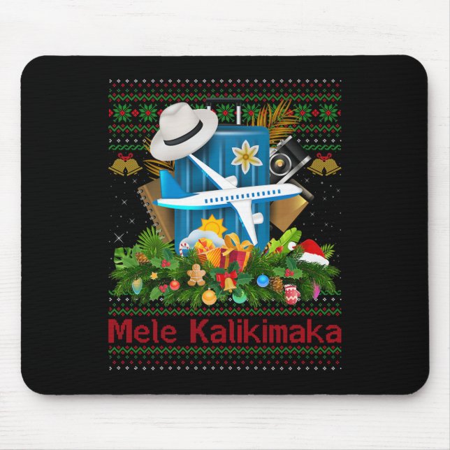 Ugly Christmas Sweaters Hawaiian Vacation Mele Kal Mouse Mat (Front)