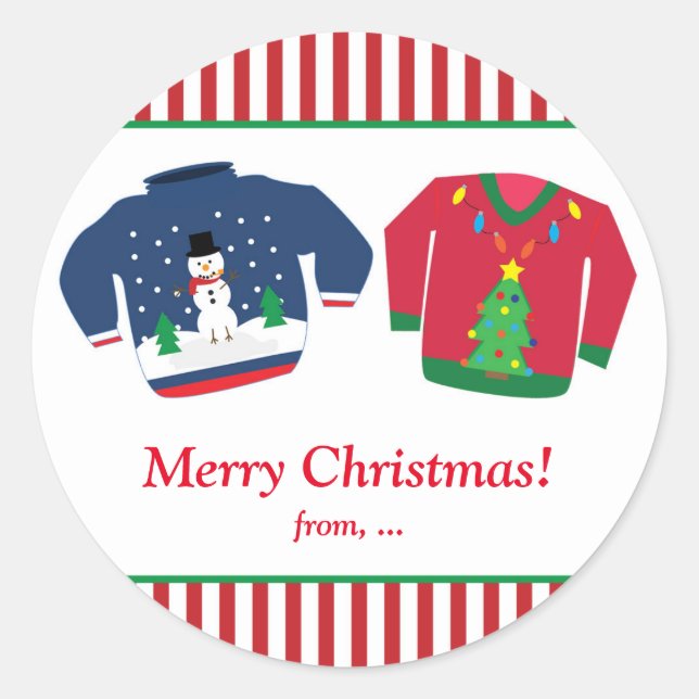 Ugly Christmas Sweaters Holiday Party Sticker (Front)