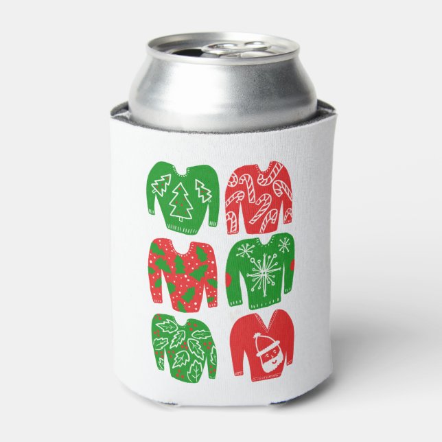 Ugly Christmas Sweaters Holiday Pattern Can Cooler (Can Front)
