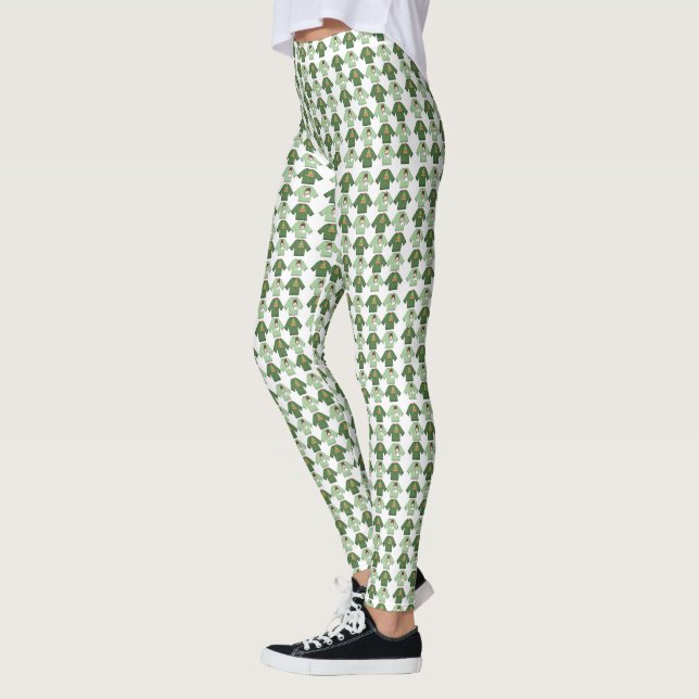 Ugly Christmas Sweaters Leggings, Green Leggings (Left)