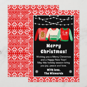Ugly Christmas Sweaters Red Merry Christmas Holiday Card